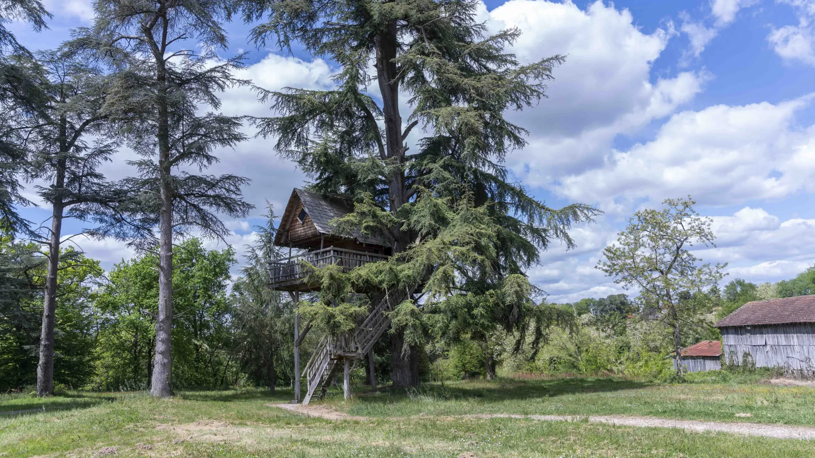 Cabane au Cèdre du Bonheur, cabane dans les arbres à Cravencères