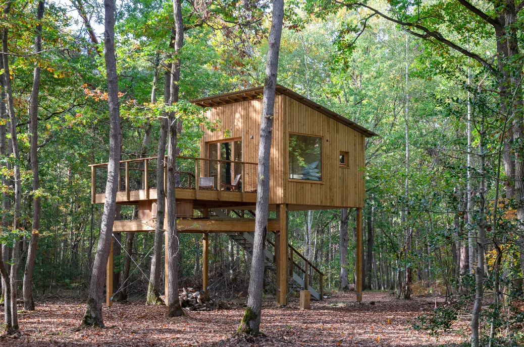 Cabane Duo Bain Nordique, cabane sur pilotis à La Couture-Boussey