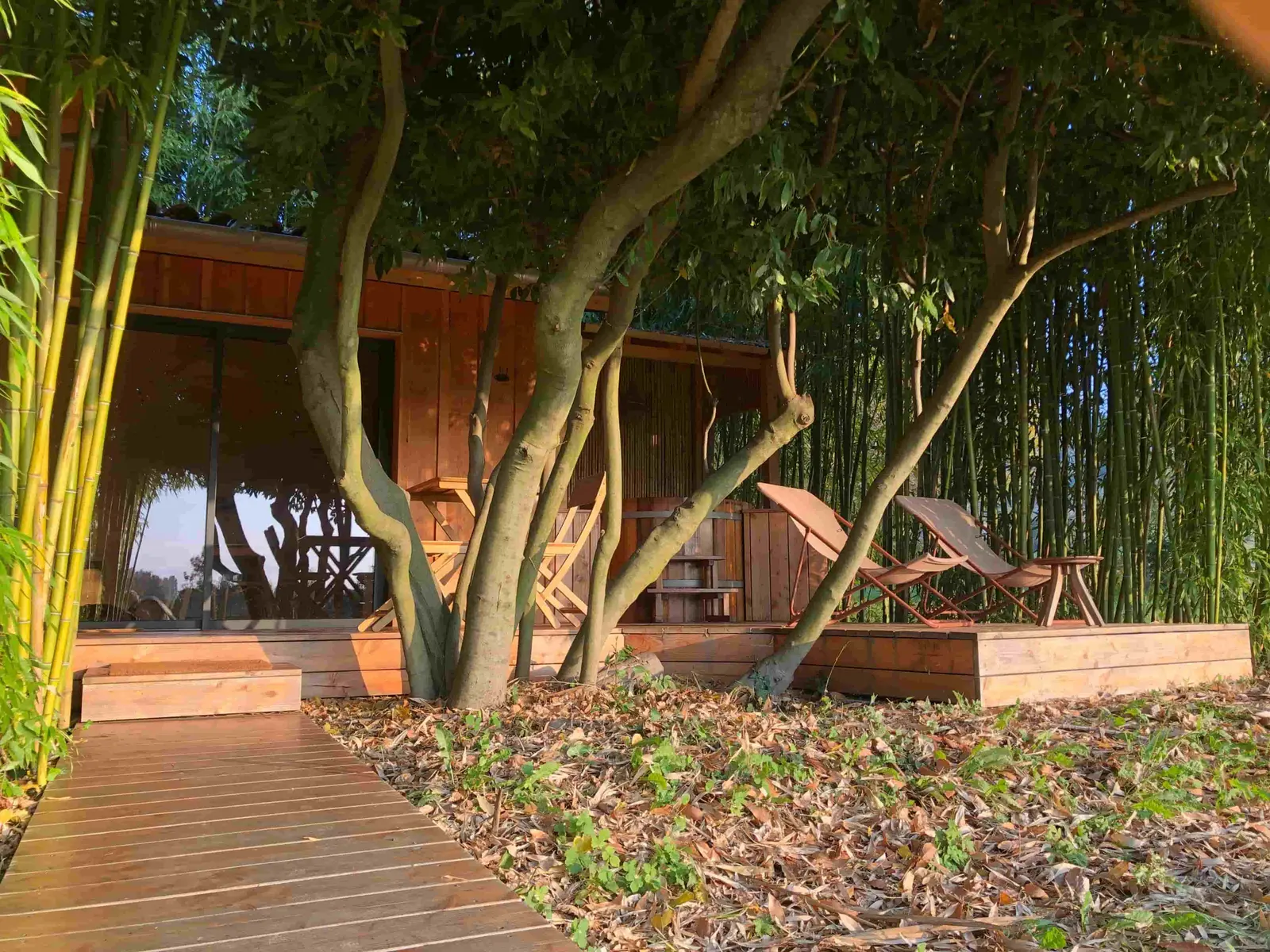 Cabane Spa Bambou, cabane au sol à La Bégude-de-Mazenc