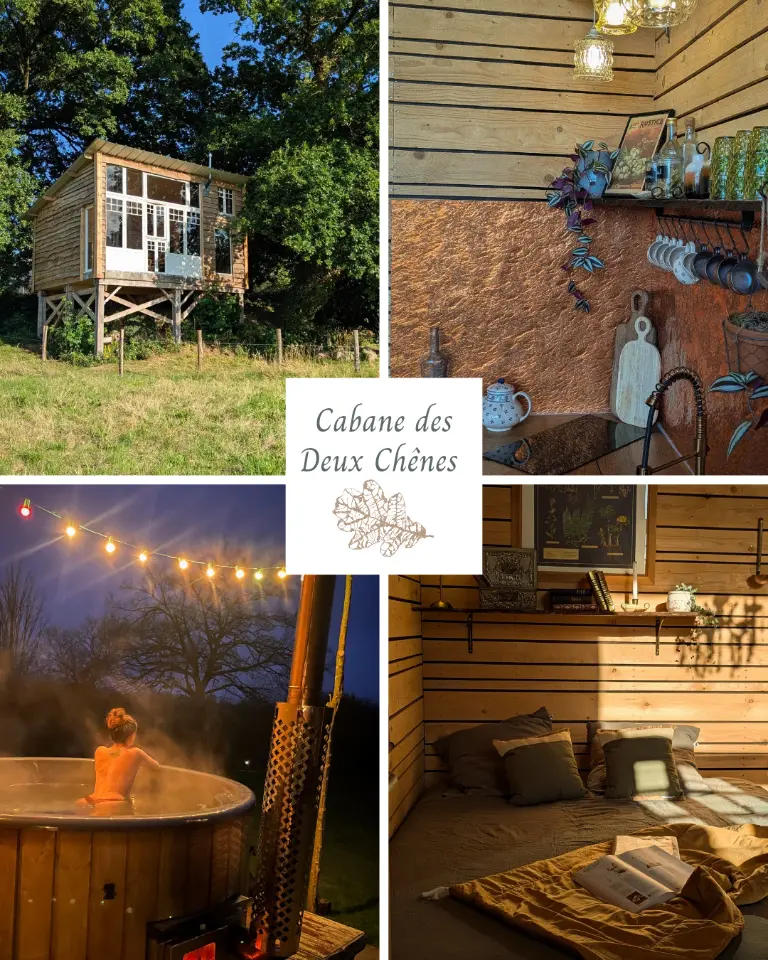Cabane Spa des Deux Chênes, cabane sur pilotis à Avrilly